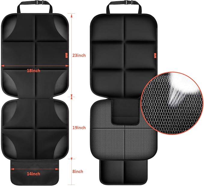 XHYANG Car Seat Protector 1 Pack Car Seat Cushion Mat Thickest Padding,Waterproof 600D Fabric Car Seat Covers for Non-Slip Backing Mesh Pockets for Baby and Pet (Black, 1 Pc) - Image 3