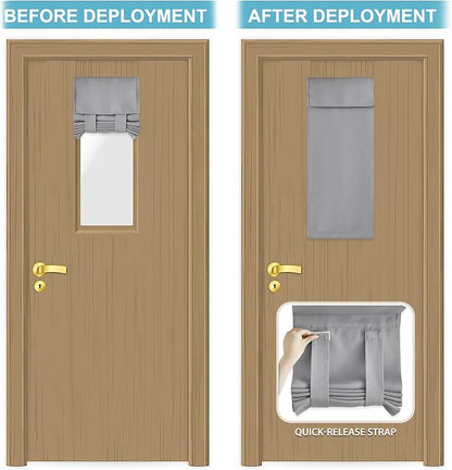 RYB HOME Front Door Window Covering Tie Up Small Sidelight Curtain Blackout | No Drill, Privacy Office Classroom Door Window Shade, Adhesive Rv Travel Curtains Portable,W12 x L40, Silver Grey, 1 Panel - Image 5