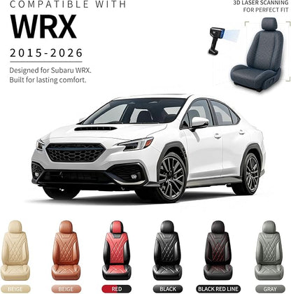 for Subaru WRX 2015-2025 2026 Car Seat Covers, Full Set, Brown | Luxury Full Coverage Leather Seat Protectors, Waterproof Breathable, Non-Slip, Easy to Install, Airbag Compatible, All-Season - Image 3