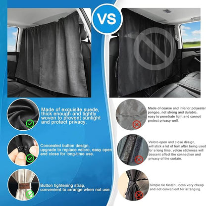Car Divider Privacy Curtain, Blackout Suede Sun Shade Cover Front & Rear Seat Partition Space Divider Auto Van Truck Interior Accessories for Family Camping Baby Sleeping (Beige, Large) - Image 3