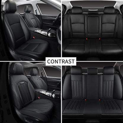 Car Seat Covers Full Set, Leather Seat Cover for Cars, 5 Seats Waterproof Automotive Seat Covers Fit Toyota Rav4 Camry Corolla Cruze CRV Accord, Black - Image 6