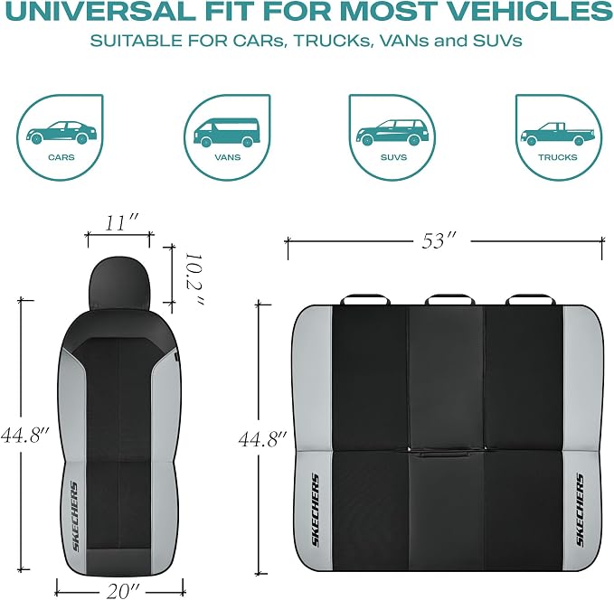 Skechers Car Seat Covers,GOGA Mat Oxford Cloth Seat Covers,Waterproof Car Seat Covers Full Sets,Automotive Universal Fit Seat Cover for Most Cars, Suvs, Trucks,Gray - Image 6