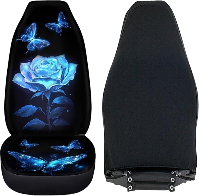 Rose Car Seat Covers Full Set of 2, Butterfly Cloth Seat for Auto Front Seats for Women, Black Bucket Seat Covers for Cars Washable and Breathable Car Accessories for Sedan Truck SUV - Image 6