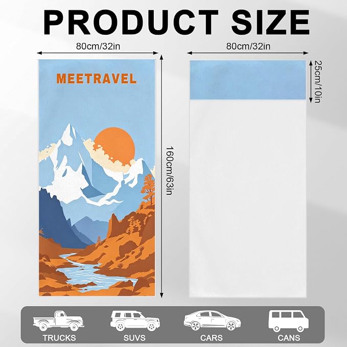 2 Pack Car Towels Seat Cover with Storage Bag, Multifunctional Microfiber Towel for Gym Outdoor Sport Running,Picnic, Beach, Pet Dog Travel,Fits Car SUV Truck (Mountain Wander) - Image 3