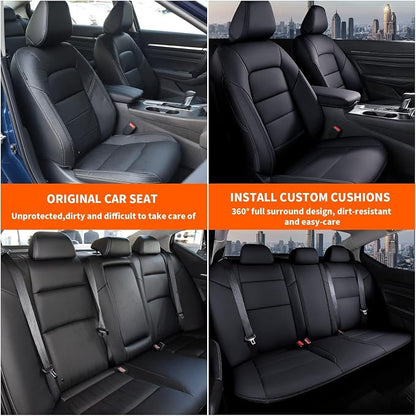 Seat Cover for Nissan Altima 2019 2020 2021 2022 2023 2024 2025 | (S SV SR Platinum ) Customized Fit Full Set Faux Leather Seats Cover Black - Image 7
