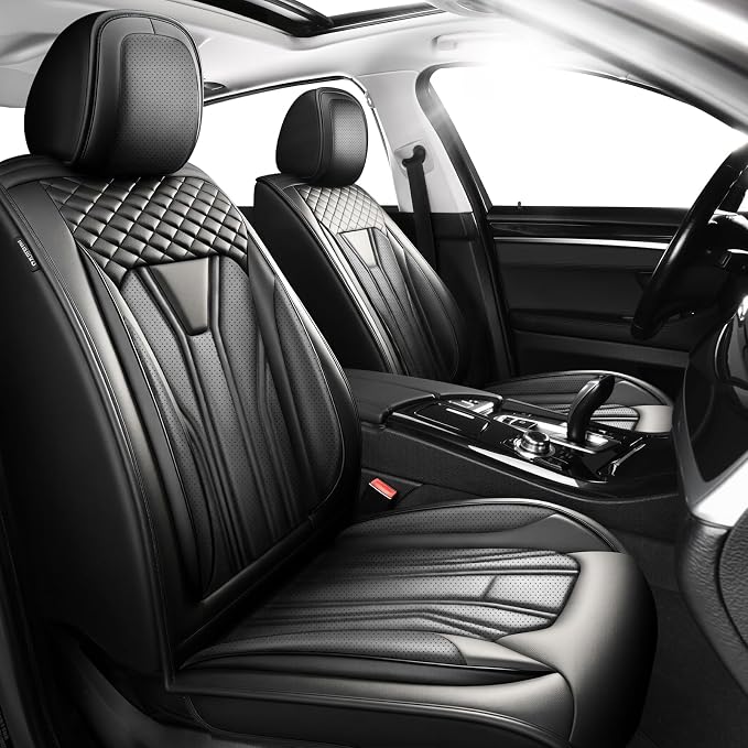 Fit RAV4 Premium Leather Car Seat Covers for Toyota RAV4 2007-2025 2026 - Waterproof，Breathable，All-Weather Seat Cushion Protecto & Airbag Compatible, 2 Front Seat All Black by Unknown