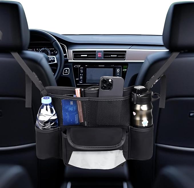 Car Handbag Holder Between Seats Suede Large Capacity Car Purse Holder Automotive Consoles, Fits Between Front Seats, Holds Wallet, Phone & Essentials (Black) by HAERITER