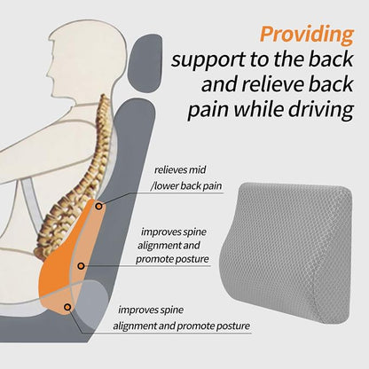 Memory Foam Lumbar Support Pillow for Car - Lower Back Support Cushion for Driving, Back Pain Relief for Car Seat, Office Chair, Wheelchair (Gray) - Image 4