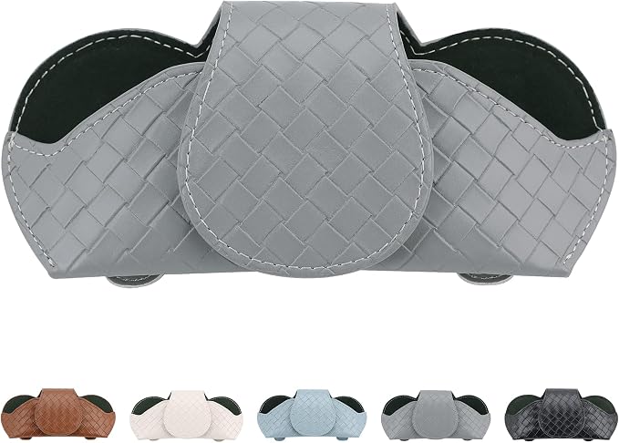 KINIVA Sunglasses Holder for Car Visor Leather Glasses Case with Clips for Car Visor Automotive Interior Visor Accessories Apply to All Car Models (09 Grey) by KINIVAFashionJewelry