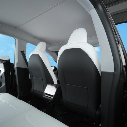 TOPABYTE Seat Back Kick Protector for Tesla Model Y Model 3 Model S Model X | Scratchproof Leather Backseat Mats for Kids & Pets Wear-Resistant Back Seat Cover with Extra Organizer Pocket 2 PCS - Black - Image 7