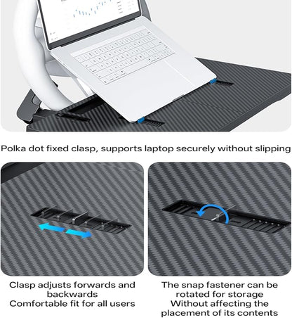 Carbon Fiber 3-in-1 Steering Wheel Tray Table & Car Seat Gap Filler Organizer & Centre Console Storage Box | Foldable Adjustable Car Desk/TableTray for Laptop, Eating & Work (【Foldable】 3-in-1) | Detachable Seat Gap Filler，0-30° Adjustable Angle，3-in-1... - Image 6