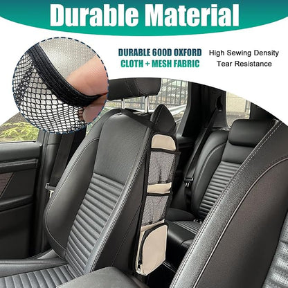 Car Seat Storage Hanging Bag, Car Seat Side Organizer, Multifunctional Cars Mesh Net Pocket, Multi-Pocket Seats Side Storage Interior Accessories Universal for Cars SUV Truck (Ivory White, 1PCS) - Image 3