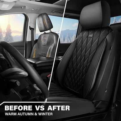 CAR PASS Luxury Faux Leather Car Seat Covers Front Seats, Breathable Soft Velvet Premium Automotive Seat Covers 2 Pack, Armrest Airbag Compatible Universal Fit for Most Sedan SUV Van Truck, Black - Image 5