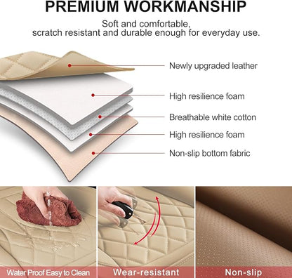 BEITK 2 Pack Beige Leather Front Bottom Car Seat Covers | PU leather,Waterproof, Full Wrap, non-slip, with Storage Pocket, Universal Fit for Sedan Truck SUV, Easy to Install - Image 3