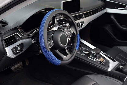 KAFEEK Steering Wheel Cover, Cooling Ice Silk Leather, 15 Inch, Blue | Breathable Mesh, Anti-Slip Car Grip, Heat Resistant for Summer, Sweat Proof Comfort - Image 6