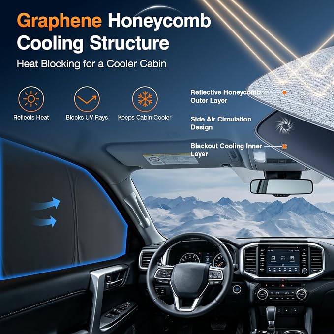 Custom Fit Toyota Tacoma Double Cab Side Window Sunshade 2024 Rear Cab 5PCS | Graphene honeycomb heat blocking fabric, embedded no-suction, no magnets or tools, blackout privacy, folds for truck camping - Image 3
