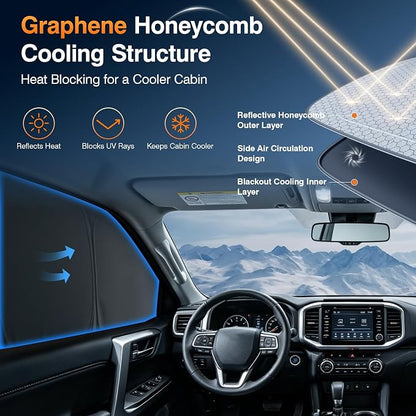 Custom Fit Toyota Tacoma Double Cab Side Window Sunshade 2024 Rear Cab 5PCS | Graphene honeycomb heat blocking fabric, embedded no-suction, no magnets or tools, blackout privacy, folds for truck camping - Image 3