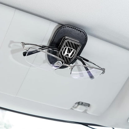 Sunglasses Holder, Leather Glasses Holders Compatible with Honda Series Car Sun Visor, Eyeglasses Hanger and Ticket Card Clip Eyeglasses Mount for Car, for Accessories, Black - Image 5