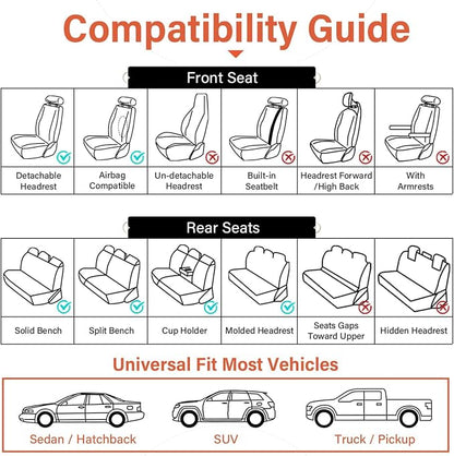 Coverado Leather Seat Covers, Car Seat Covers Full Set, Waterproof Faux Leather Seat Cover, Car Seat Protectors 5 Seats, Automotive Seat Covers Universal Fit for Most Cars SUV Trucks, Gray - Image 8