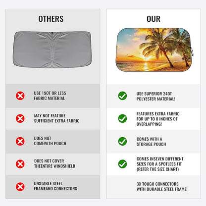 Car Windshield Sun Shade, Foldable Reflective UV Front Sunshade | 57" x 31", Sun Visor Blocks UV Rays & Keep Cool for Cars Interior, Fits Sedans, SUVs & Trucks, Foldable & Easy Storage - Image 6
