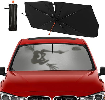 Skull Skeleton Car Windshield Sun Shade Umbrella Bendable Handle Foldable Funny Skull Sunshade for Car Windshield Block UV Rays Keep Vehicle Cool for Most Sedans SUV Trucks Cars 57"x30" - Image 4