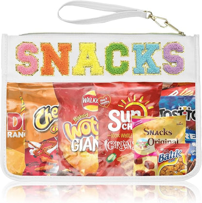 Siwara Snack Bags Clear Pouch Travel Makeup Bag Chenille Letter Bags for Zipper Pouch Clear Cosmetic Bag Clearly Tote Bag Makeup Travel Bags for Women by Siwara