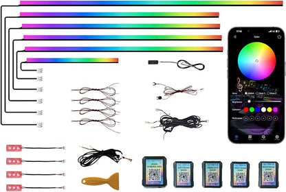 KENANEK Ambient Lighting Car Interior LED Strip Lights 10-in-1, 175” Acrylic Multi-Color Car Ambient Lighting Kit with Music Sync, APP Control, Interior LED Lighting for Cars SUVs Trucks by Unknown