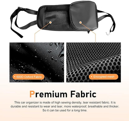 Car Seat Storage Hanging Bag, Multi-Pocket Seat Side Organizer with Mesh Pocket, Multifunctional Storage Pouch for Phone Wallet Glasses Drink, Universal Car Holder for Sedans SUVs Trucks - Image 4