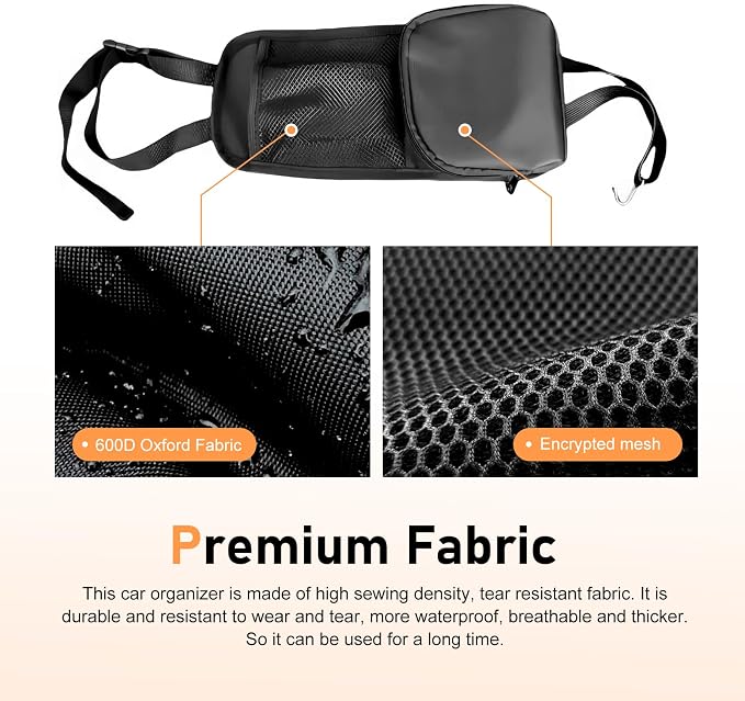 2PCS Car Seat Storage Hanging Bag, Multi-Pocket Seat Side Organizer with Mesh Pocket, Multifunctional Storage Pouch for Phone Wallet Glasses Drink, Universal Car Holder for Sedans SUVs Trucks - Image 4