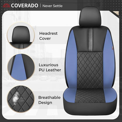 Coverado Car Seat Covers Full Set, Automotive Leather Seat Covers for Car，Universal Fit Front Back Seat Cover, Non-Slip Waterproof Breathable Car Seat Protector - Image 4