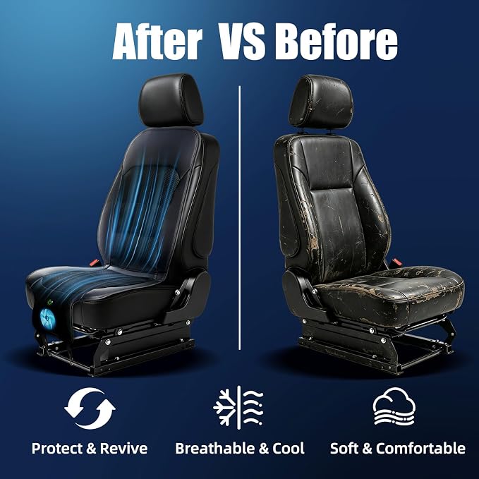 3-Speed Cooling Car Seat Cover Front Seats with Weight Sensing for Car SUV | 12V Air-Cooled Car Seat Cushion with Weight Sensing, Universal Fit for Summer Truck Office, Non-Slip Breathable 3D Mesh - Image 5