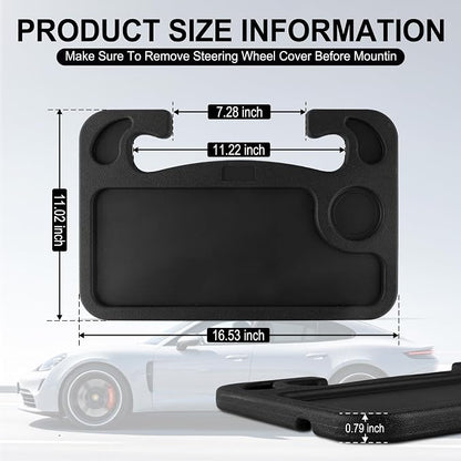 JUSTTOP Car Steering Wheel Desk for Laptop,Multipurpose Travel Car Accessories, Car Seat Stand Trays for Eating, Steering Wheel Overhead Table Console(Black) - Image 3