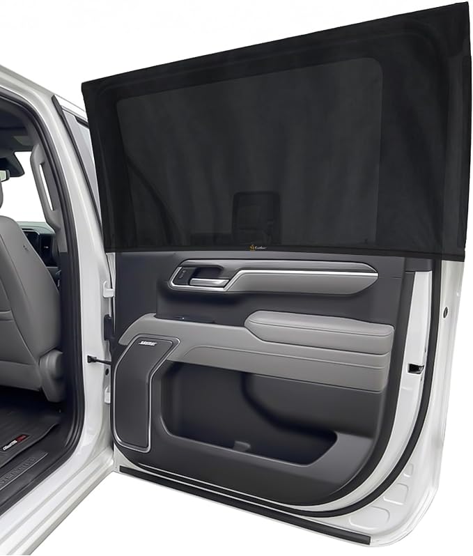 EcoNour Car Window Screen Chevy Silverado/GMC Sierra 1500–3500 2019–2026 | Mesh Camping Window Covers | 100% Protection from Insects & UV | Baby Safe Privacy Blackout Net | Car Accessories by EcoNour