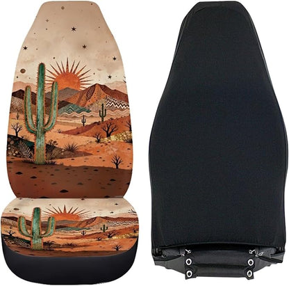 Desert Cactus Car Front Seat Covers Arizona State Car Seat Covers Full Set of 2 Stretch Polyester Fabric Cover Automotive Interior Seats Covers for Most Cars SUV Sedans - Image 5