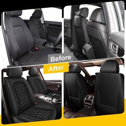 Front Seat Covers for Honda CR-V 2015-2026 2027 Faux Leather | Waterproof Breathable Scratch Resistant 360° Wrap Airbag Compatible Easy Clean (2 Seats,Black) - Image 5