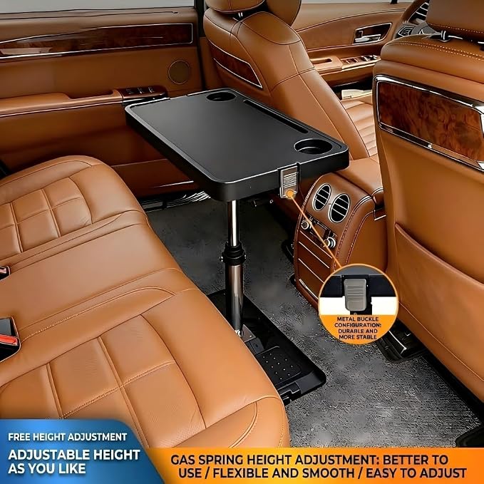 Car Desk for Laptop, Adjustable Car Seat Tray Table, 360° Rotating Multi-Function Travel Tray for Passenger & Rear Seat, Portable Eating & Work Station, Essential Road Trip Accessories - Image 2