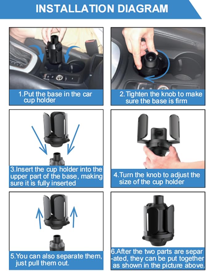 Universal Golf Cart Cup Holder Expander, Adjustable Base & Holder for 1lb Tank, Various Sized Water Bottles & Tumblers, Compatible with EZGO, Club Car, Yamaha, Golf Cart Accessories - Image 5