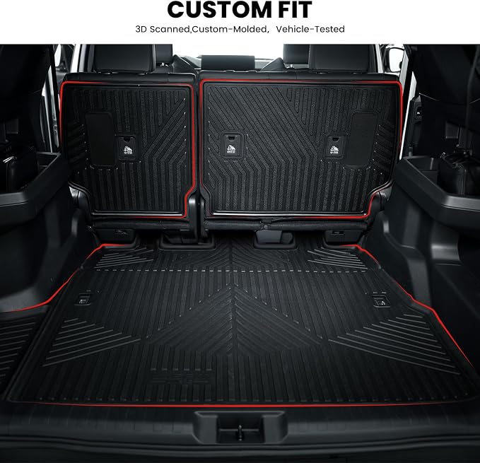 LASFIT Cargo Mat for Toyota 4Runner 2025-2026 (Only Fit 5-Seats & Gas) | All Weather Custom Fit Anti-Slip Pet Friendly Easy Clean TPE Trunk & Backrest Mats for 6th Gen 4Runner, Black - Image 3