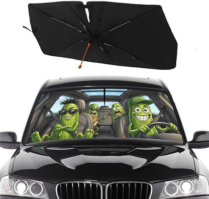 Socira Funny Pickle Car Windshield Sun Shade Umbrella Pickle Gifts | Foldable Sunshade for Front Window Auto Windshield Sunshade Covers Car Accessories Protect from Sun Rays Heat 57'' X 30'' by Socira