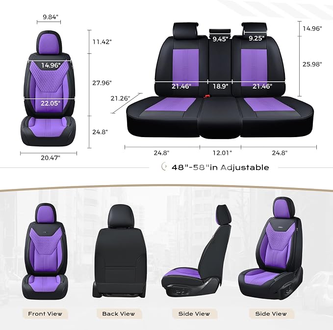 Coverado Car Seat Covers with Lumbar Support, Front Covers for Cars, Universal Automotive Seat Cover, Waterproof, Leather Car Seat Cushion, Interior Seat Protectors for Most Cars - Image 6