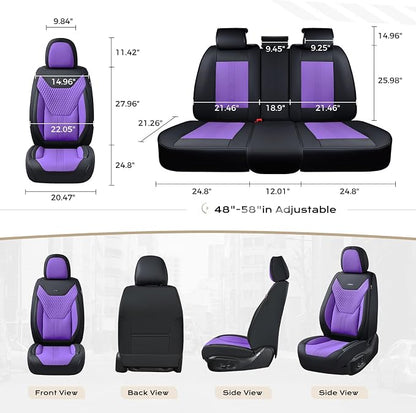Coverado Car Seat Covers with Lumbar Support, Front Covers for Cars, Universal Automotive Seat Cover, Waterproof, Leather Car Seat Cushion, Interior Seat Protectors for Most Cars - Image 6