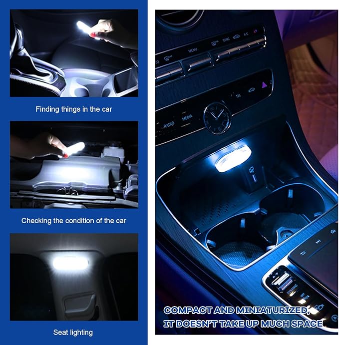 2 PCS Car LED Lights Interior Wireless, Sticky Vehicle Interior Ambient Light with 6 LED Lamp Beads, Portable Reading Light USB Rechargeable Decorative Lamp for Cars (Colorful) - Image 5