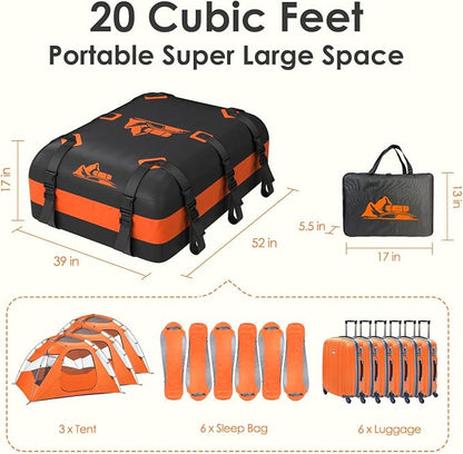 Car Rooftop Cargo Carrier Bag 15-20 Cubic Feet(20Cu.Ft-Orange) - Image 6