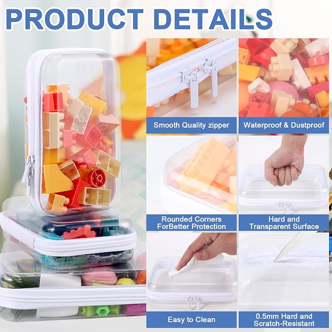 YOPCDJ 3 Pack Clear Hard Shell Zipper Case, Clear Zipper Pouches Waterproof Makeup Organizer & Travel Toiletry Bag, Diaper Bag Organizing Pouches, Plastic Pouch for Office Home Storage, LMS - Image 4
