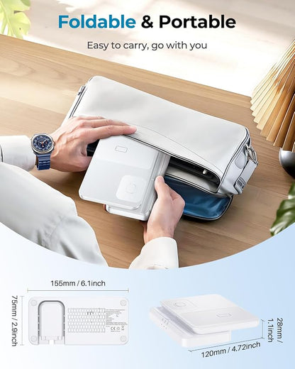 3 in 1 Wireless Charger Station for Galaxy S26 Ultra S25 S24, Foldable | Fast Charging for Z Fold Flip 7/6, Detachable Watch Charger for Galaxy Ultra 8/7/6, Compact & Portable, No Adapter, White - Image 6