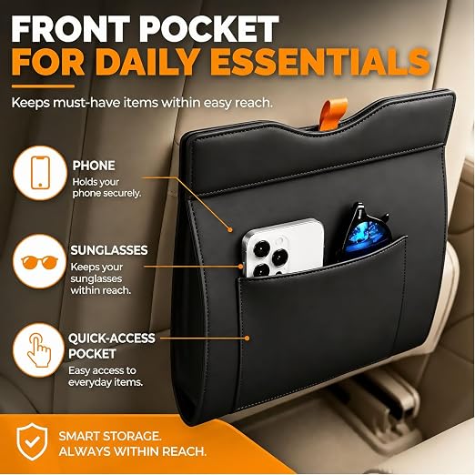 COZILO Leather Car Trash Can, Leak-Proof Odor-Lock Car Garbage Can with 60 Liners, Magnetic Closure, Liner-Hold Design, Storage Pocket & Metal Hooks, Hanging Car Trash Bin for SUV Sedan Truck - Image 2