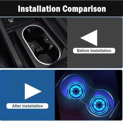 2PCS LED Car Cup Holder Lights, Light up Car Coasters for Cup Holders | 7 Color-Changing Light Up Cup Holder Insert Coasters, Waterproof Car Accessories for Teens, Car Gifts for Men & Women - Image 4