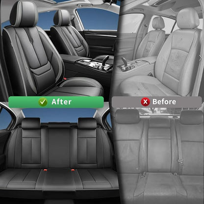 Fit Murano Car Seat Covers for Nissan Murano 2011-2024 2025 2026 -Upgraded Premium Waterproof & Breathable Leather,Airbag Compatible,All-Weather Seat Cushion Protector,2 Front/Black-Grey - Image 4
