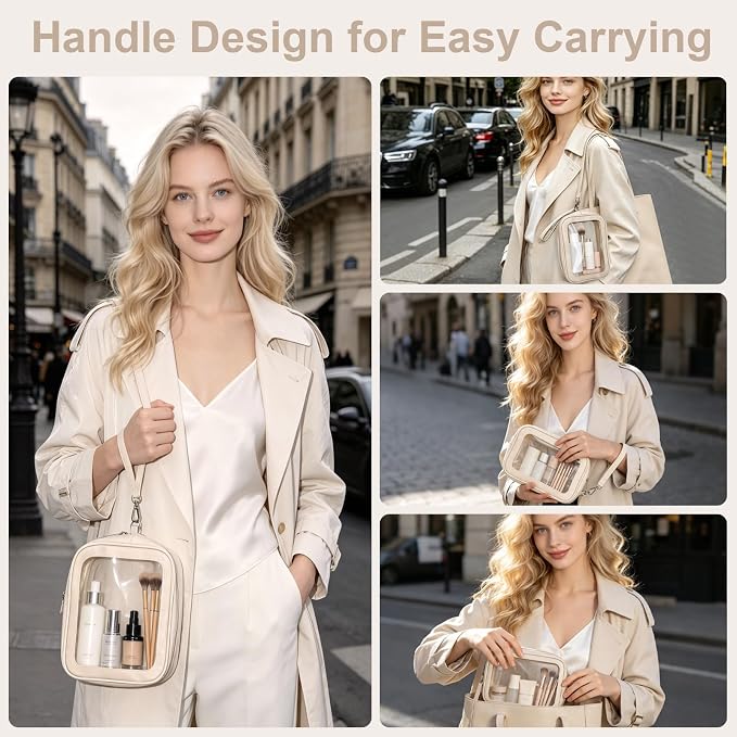 5PCS Clear Makeup Bags with Handles, TSA Approved Toiletry Bags, Diaper Bag Organizer Pouch, TPU Car Storage Organizer with Zippers, Waterproof Travel Organizer Bag for Women - Image 2