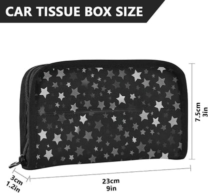 Car Tissue Holder Car Napkin Holder Car Tissue Box Dispenser Storage Case Sun Visor Mask Holder with Adjustable Straps Reusable Refillable Cute Silver and Gray Stars - Image 4